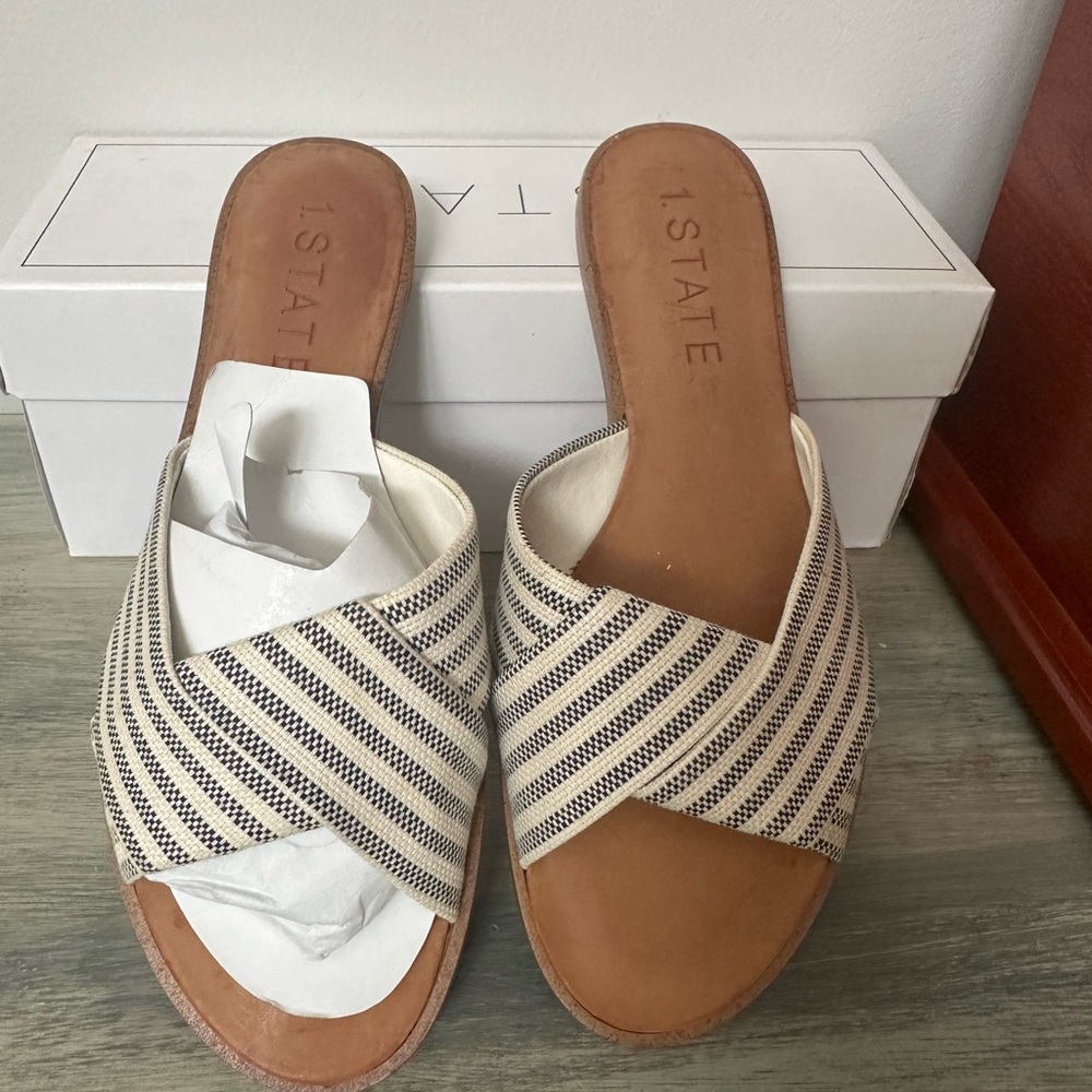 1. State Women's Striped Tan Sandals